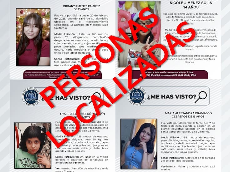 Localizan sanas y a salvo a cuatro adolescentes con reporte de búsqueda en Mexicali