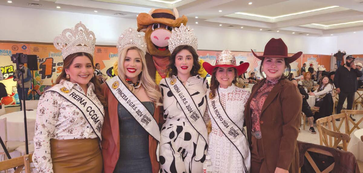 Reinas y princesas del gremio ganadero presentes en el anuncio de la cartelera de la ExpoGan 2025.