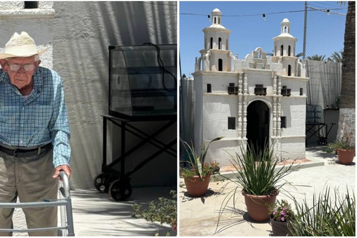Construye hace 30 años réplica a escala de Templo Histórico de Caborca para pagar manda