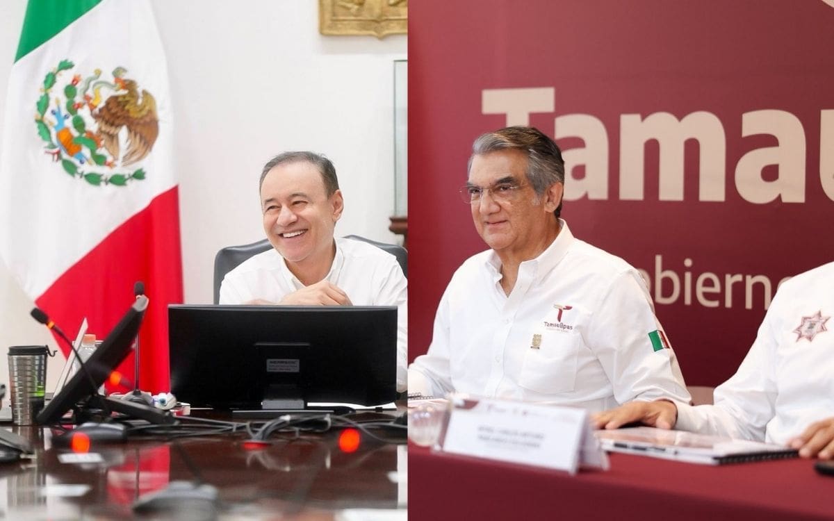 El gobernador de Sonora, Alfonso Durazo Montaño (izquierda) y el gobernador de Tamaulipas, Américo Villarreal (derecha). | Crédito: X @AlfonsoDurazo @Dr_AVillarreal