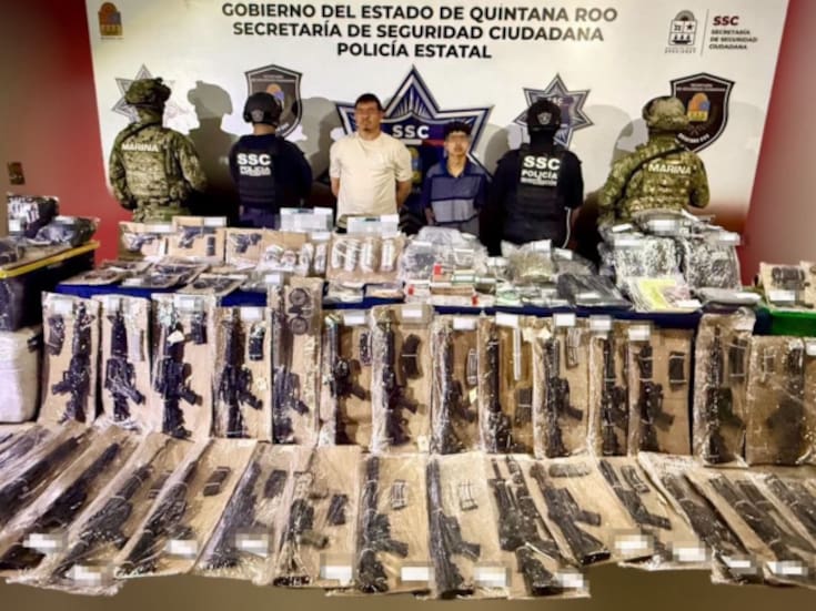 Desmantelan operativo logístico del CJNG en Cancún; capturan a dos integrantes y aseguran arsenal