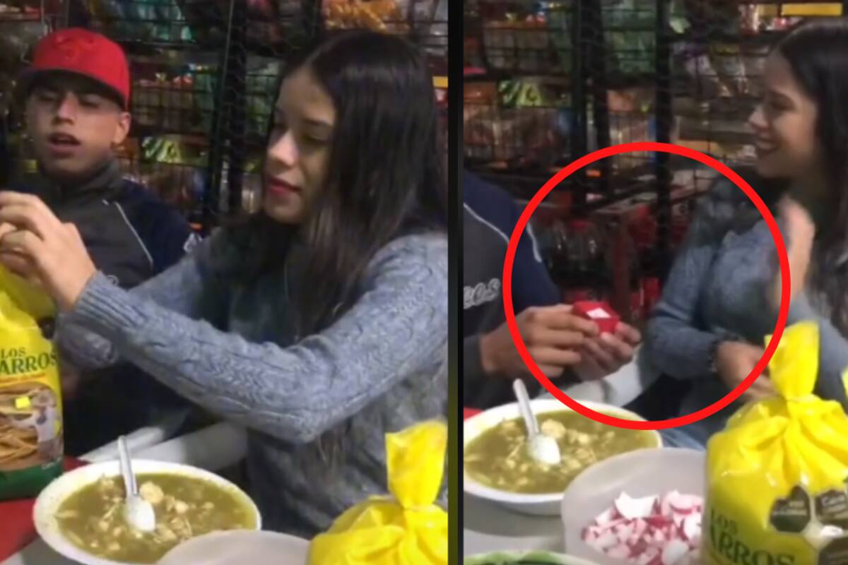 VIRAL: ¡Con un pozole! Joven le propone matrimonio a su novia
