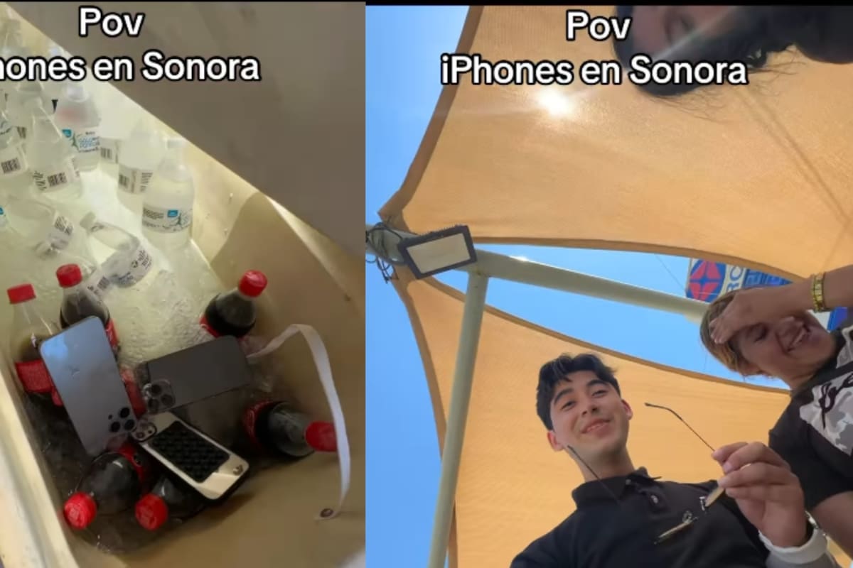 “Que se note que tenemos iPhone en Hermosillo”: Jóvenes meten sus celulares en una hielera ante el calor insoportable de la ciudad
