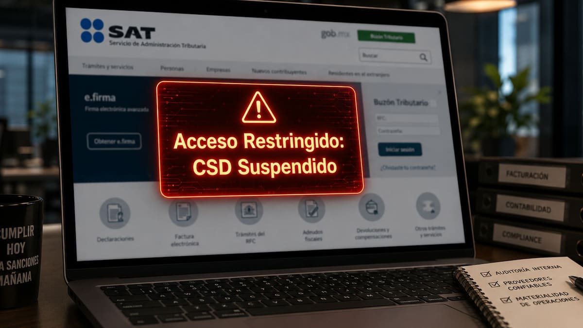 El SAT suspende sellos digitales a 7,300 contribuyentes en 2026 por facturación falsa, una medida exprés que congela las operaciones comerciales de las empresas vinculadas a redes de simulación