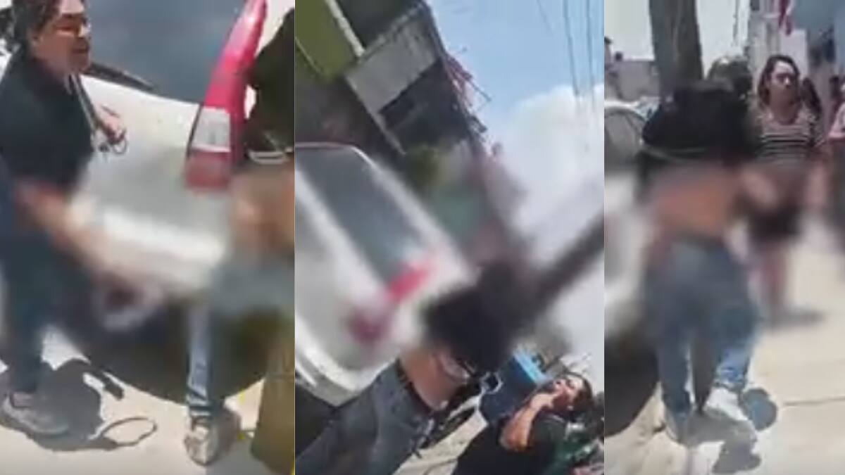 VIDEO: Hombre se robó una bocina, pero fue capturado, atado a un poste y acusado con su mamá; ella decidió pegarle de cintarazos