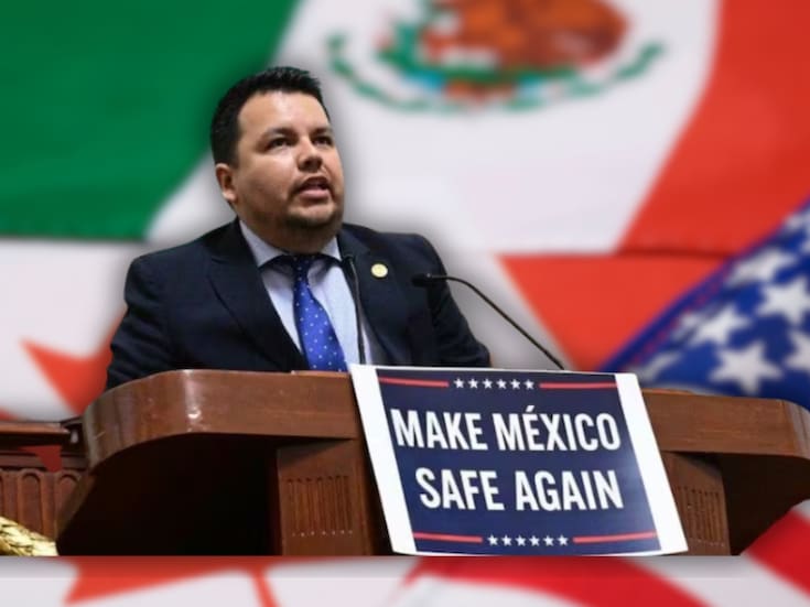 Diputado del PAN exhibe cartel “Make Mexico Safe Again” en congreso de CDMX