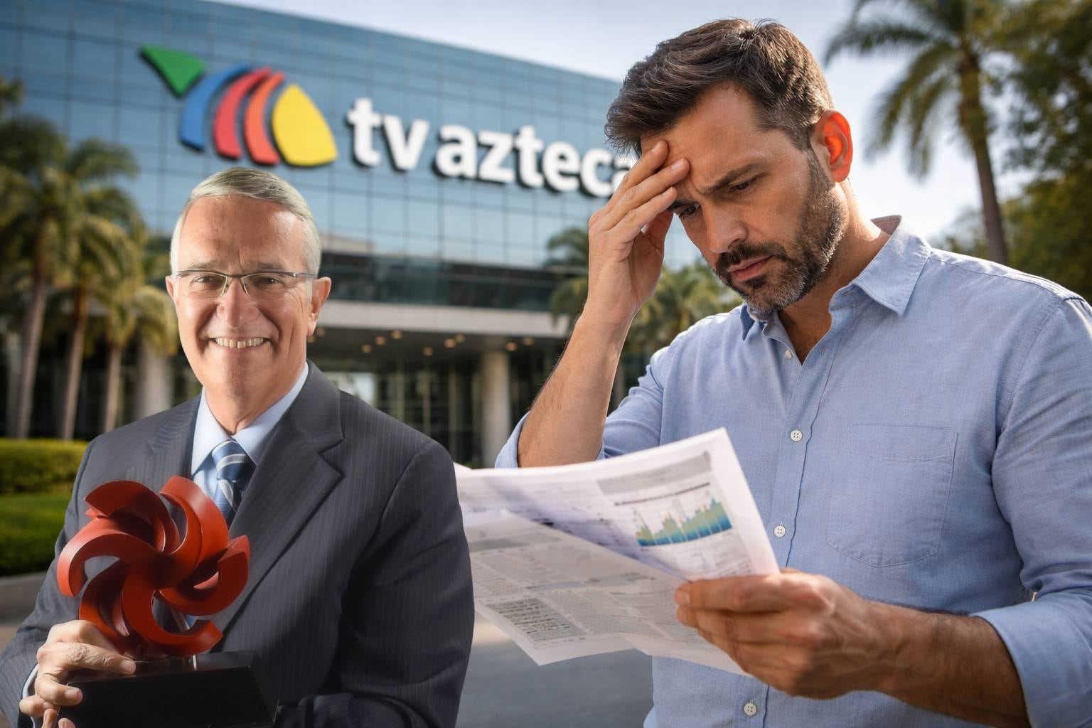 La posibilidad de recuperar parte o la totalidad de la inversión dependerá de cómo evolucione el proceso de TV. Azteca. Foto: Imagen Generada con IA/Ricardo Salinas Pliego