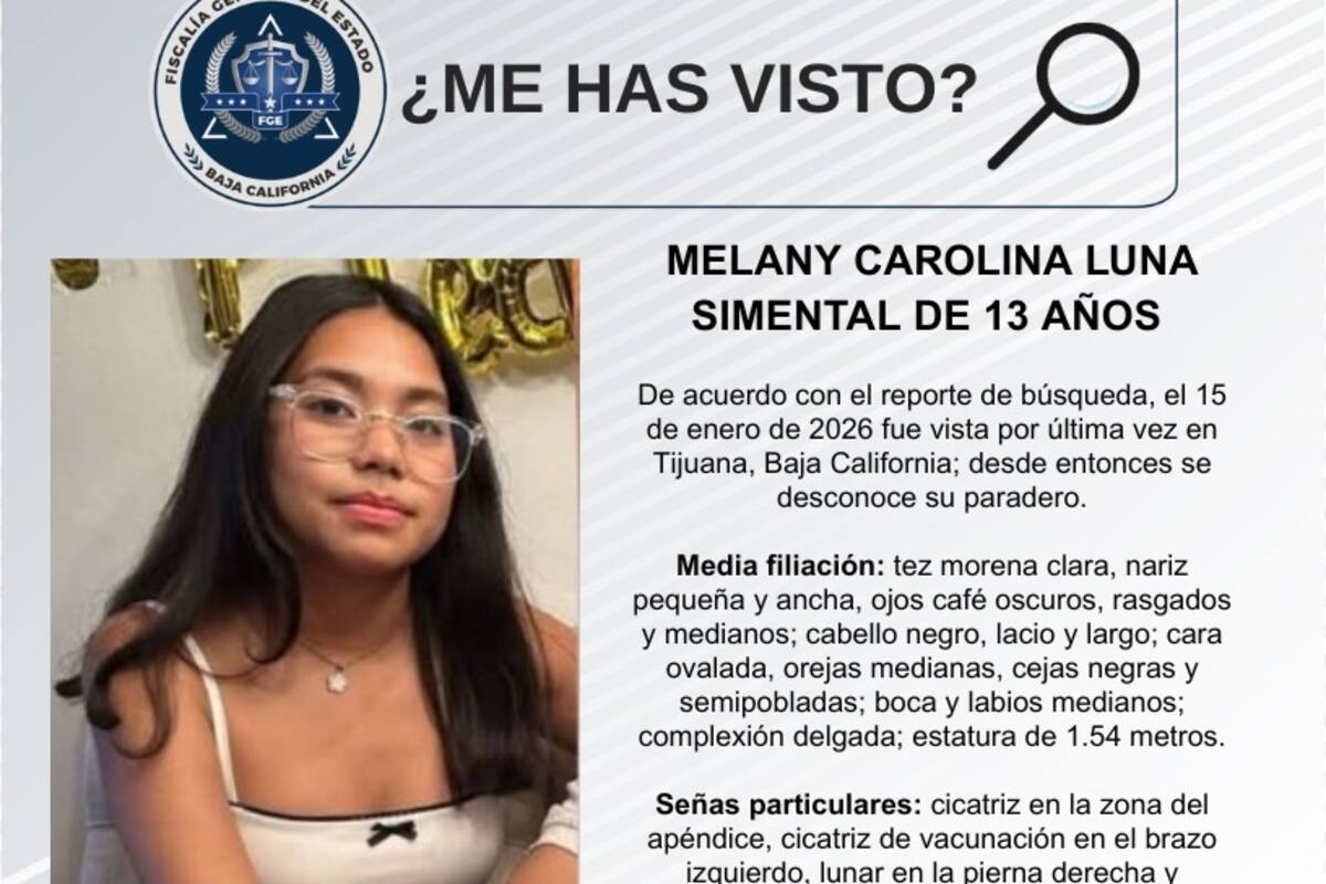 Se busca a Melany Carolina Luna Simental de 13 años de edad