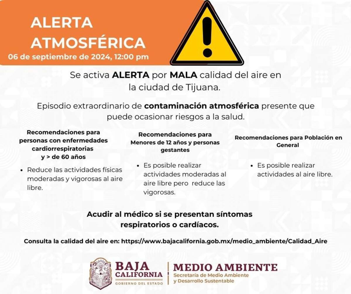 Alerta por mala calidad del aire en Tijuana.