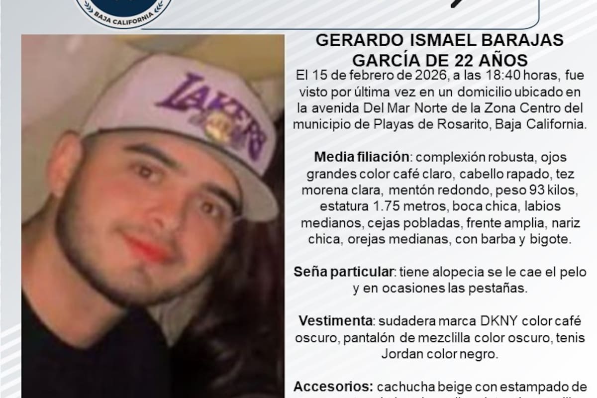 Se busca a Gerardo Ismael Barajas García de 22 años