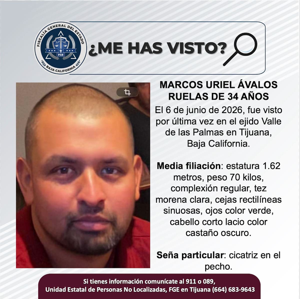 Fue visto por última vez el 6 de junio de 2026.