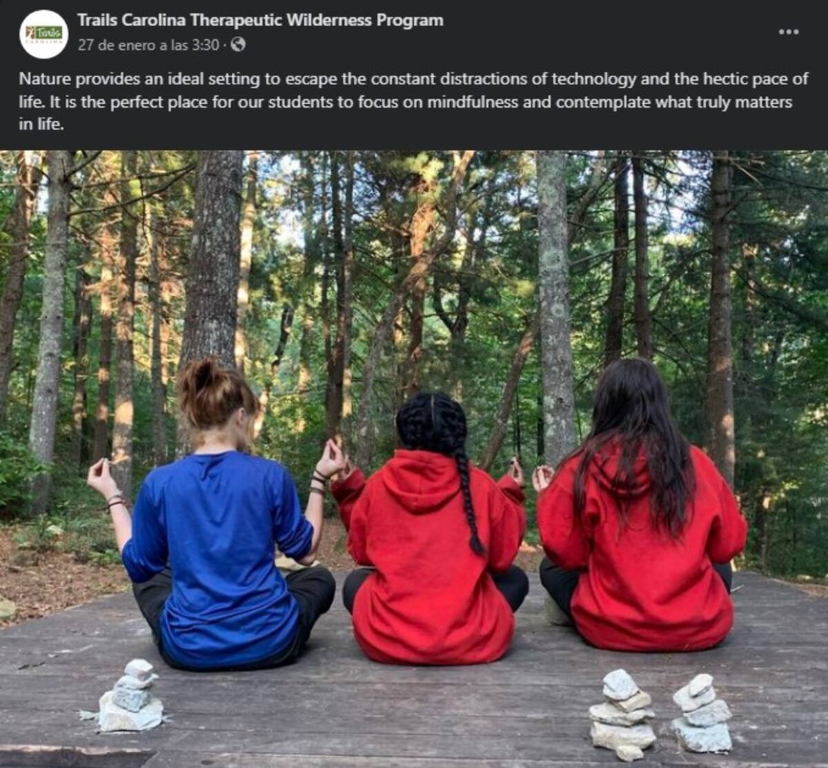 Publicación de la página de Facebook de Trails Carolina.