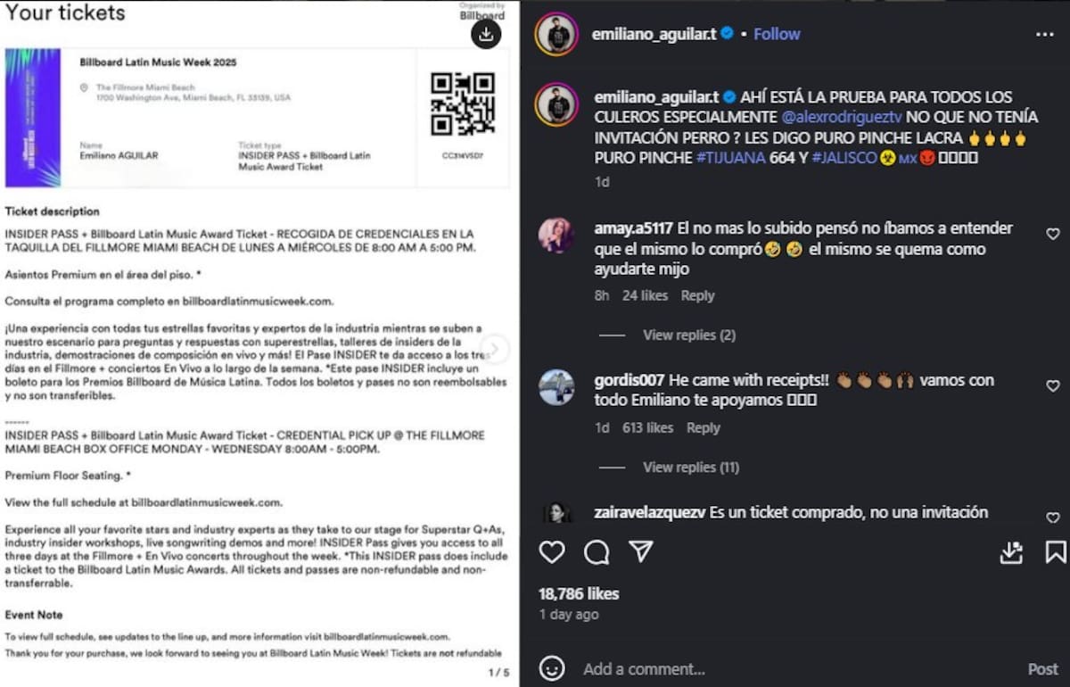 Emiliano Aguilar asegura que sí fue invitado a los Billboard | Instagram @emiliano_aguilar.t