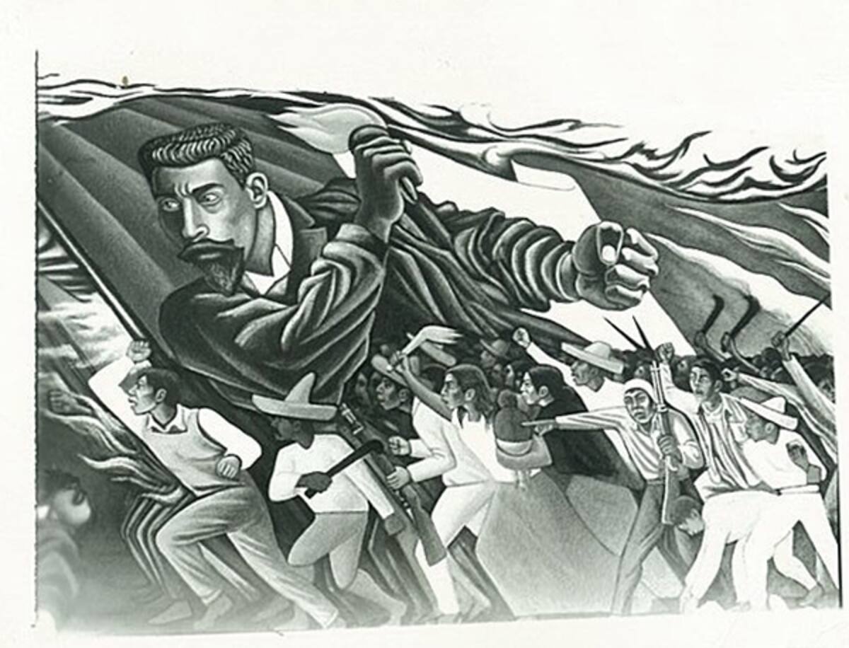 Detalle de “Belisario Domínguez resurrecto”- Mural a color-desaparecido (Chiapas, 1950 aprox.)