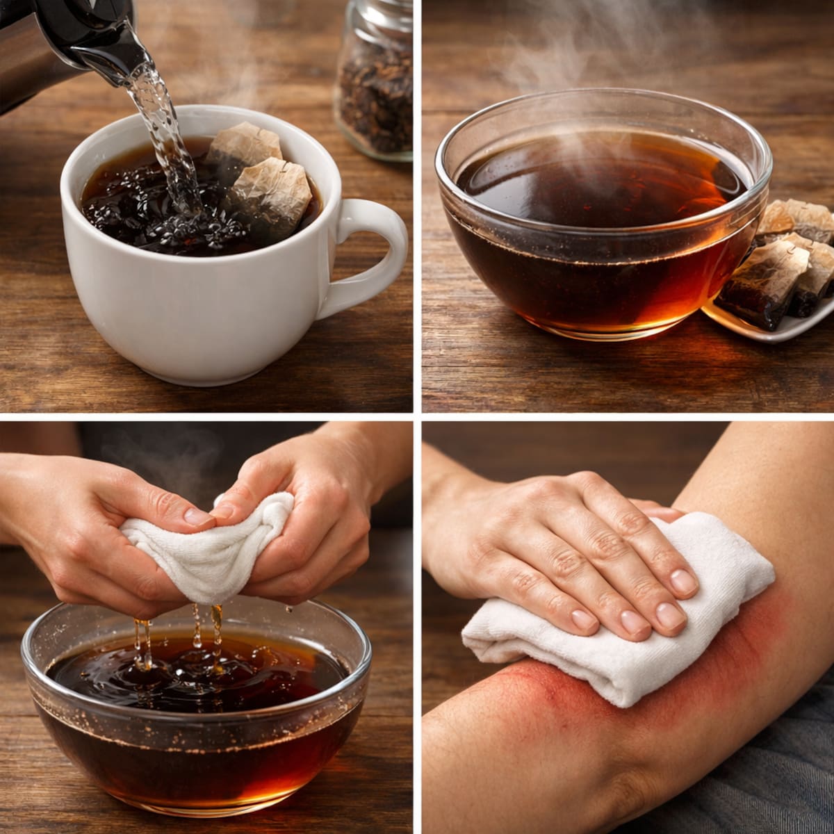 Preparar compresas de té negro es un proceso sencillo y rápido. | Imagen hecha con IA