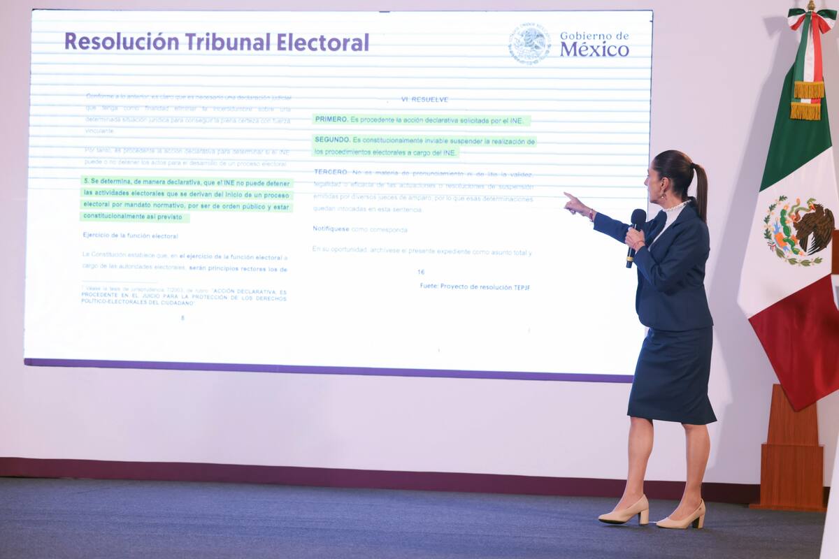 Sheinbaum aplaude decisión del Tribunal y del INE de seguir con proceso de elección de jueces, ministros y magistrados en el Poder Judicial
