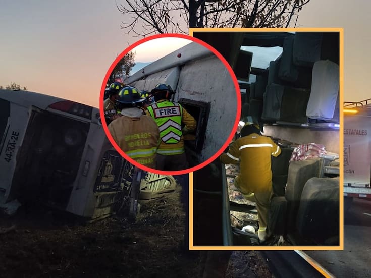 7 fallecidos y 20 heridos tras volcadura de autobús en carretera Morelia–Pátzcuaro; viajaban de Uruapan a Tlalpujahua