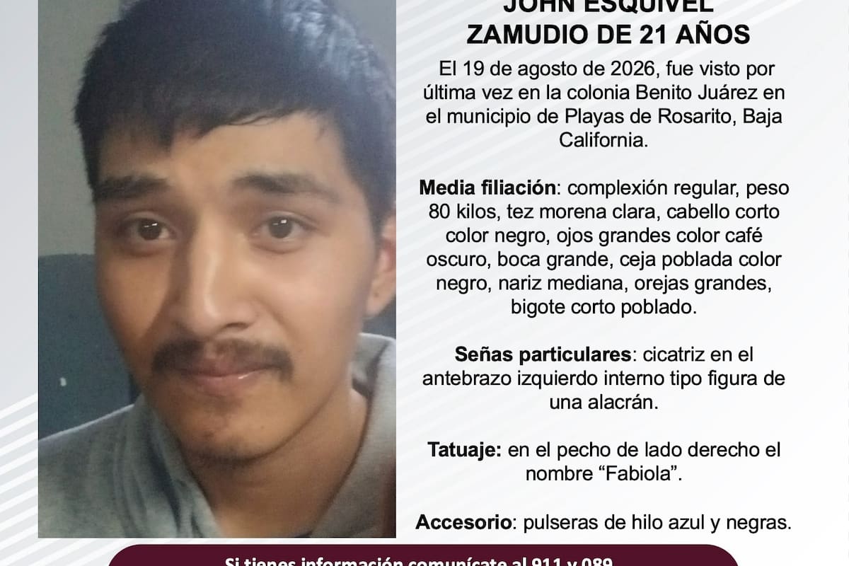 Se busca John Esquivel Zamudio de 21 años