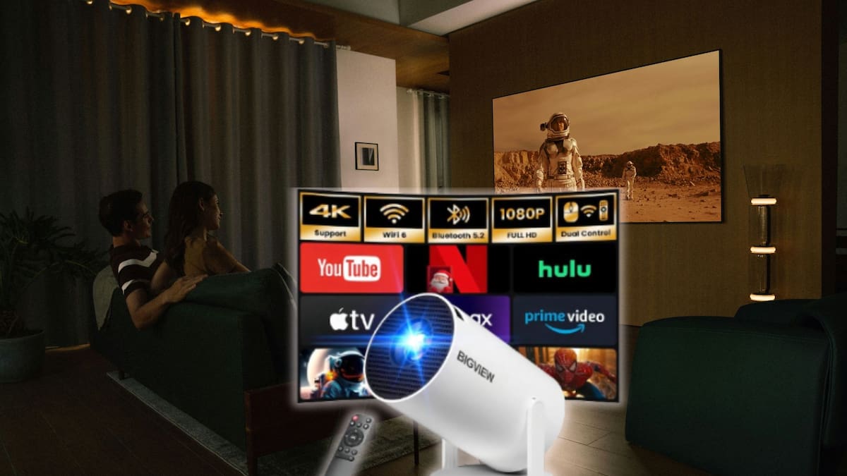 Mercado Libre lanza oferta en el mini proyector HY300 Pro con Android 11 y 12,000 lúmenes, permitiendo crear un cine portátil de hasta 300 pulgadas con aplicaciones de streaming integradas