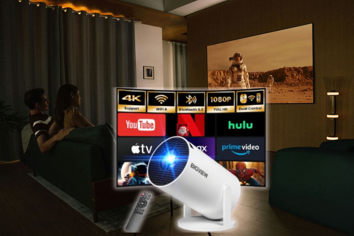 Mercado Libre lanza oferta en el mini proyector HY300 Pro con Android 11 y 12,000 lúmenes, permitiendo crear un cine portátil de hasta 300 pulgadas con aplicaciones de streaming integradas