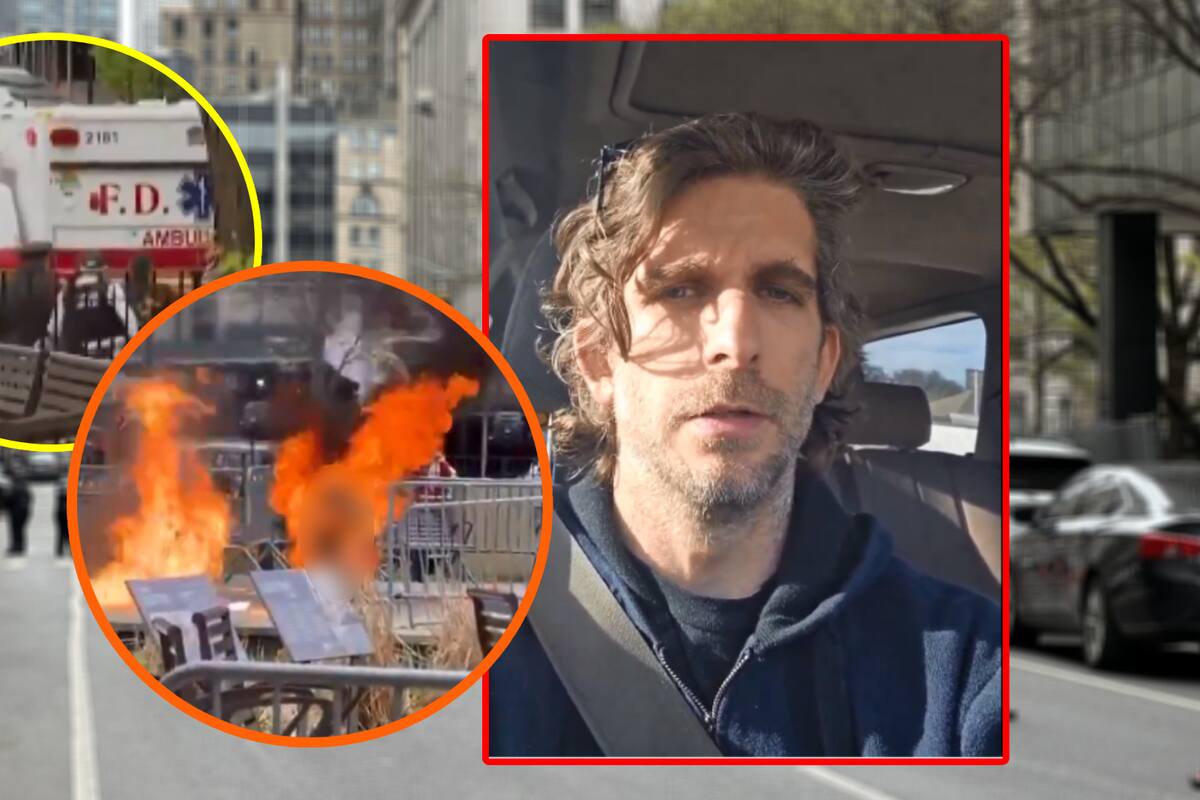 Juicio de Trump: Confirman muerte de hombre que se prendió fuego afuera de tribunal