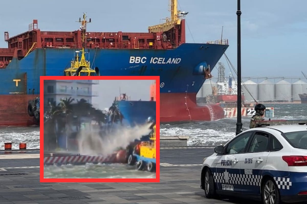 Fuertes vientos provocan choque de barco contra malecón de Veracruz (VIDEO)