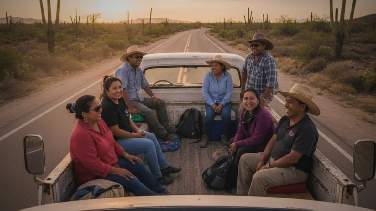 Está prohibido llevar pasajeron en la batea de las camionetas pickup. Foto: Especial (Gemini)