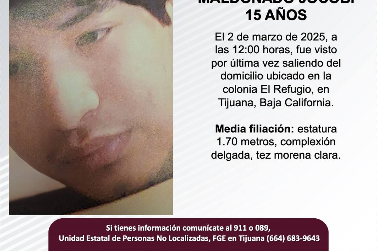 Se busca a Erick Alexander Maldonado Jocobi de 15 años
