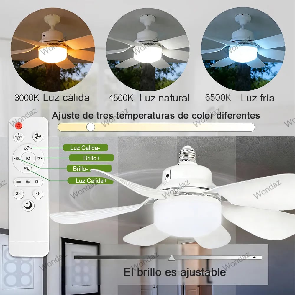 Ventilador de techo con luz LED y control remoto de la marca Wondaz | Mercado Libre