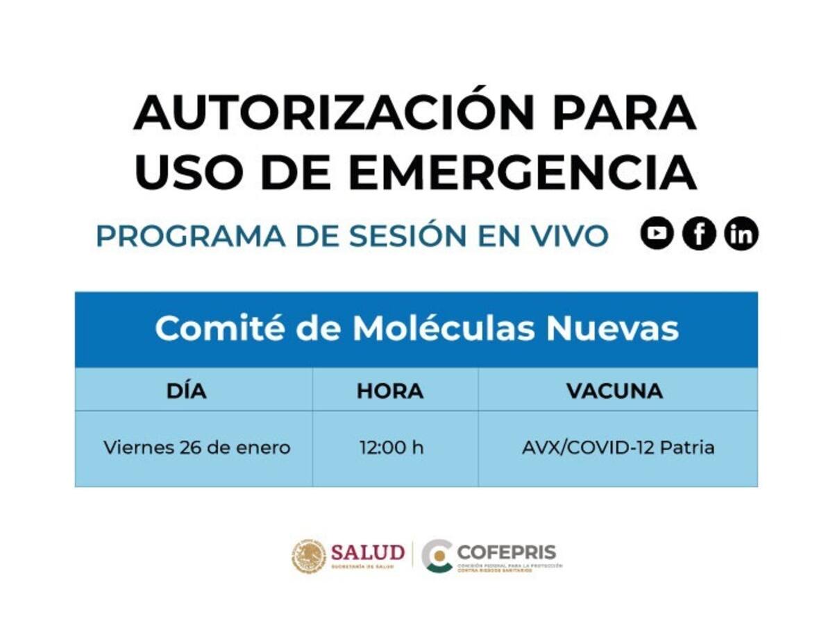 Cofepris analiza la vacuna Patria contra la Covid 19.