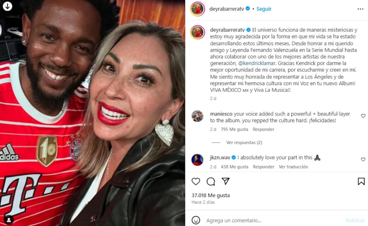 Deyra Barrera expresó su agradecimiento con Kendrick Lamar / Instagram: @deyrabarrerat