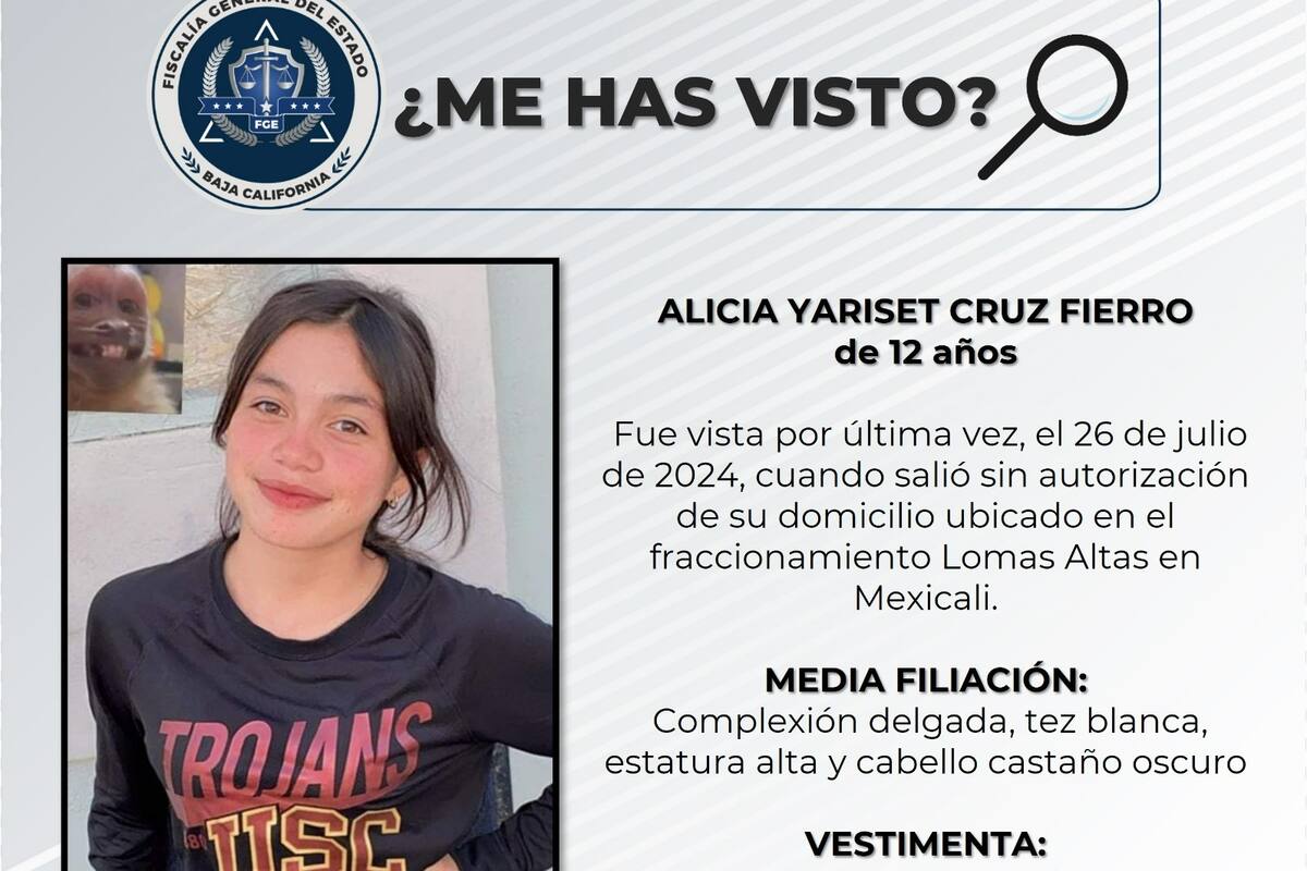 Solicitan apoyo para localizar a Alicia Yariset Cruz Fierro
