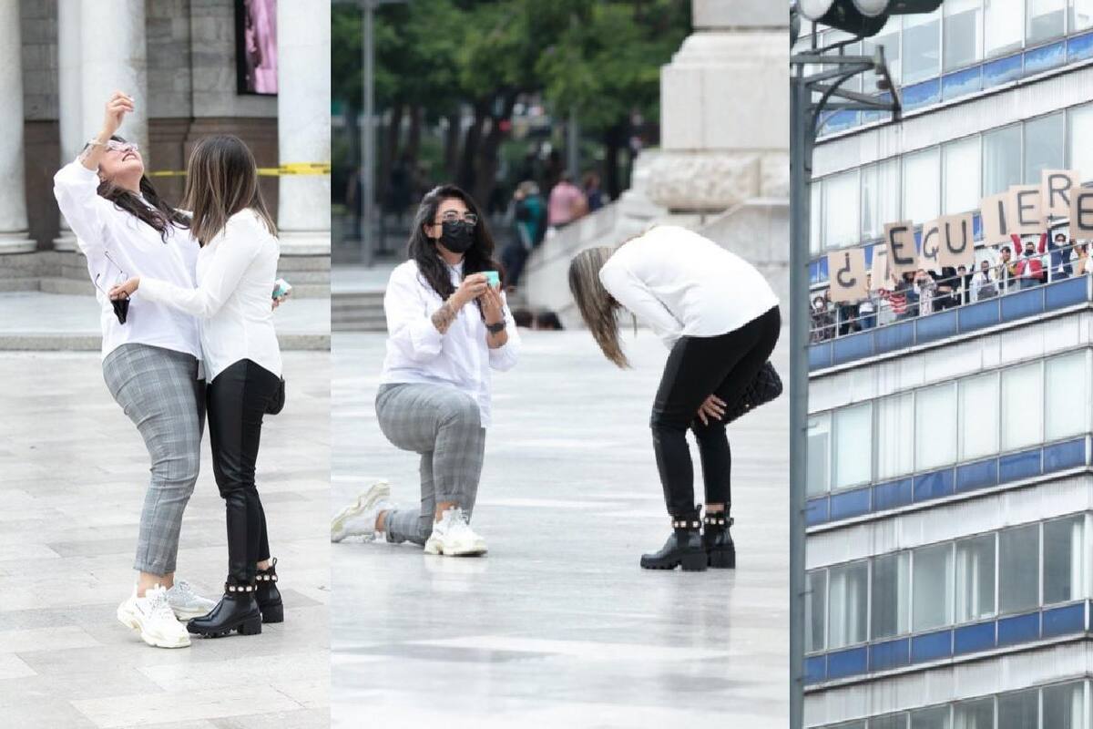 VIRAL: Mujer usa Torre Latinoamericana para pedirle a su novia matrimonio