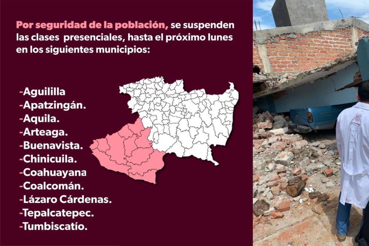 Sismo magnitud 6.9: Suspenden clases hasta el próximo lunes en 11 municipios de Michoacán