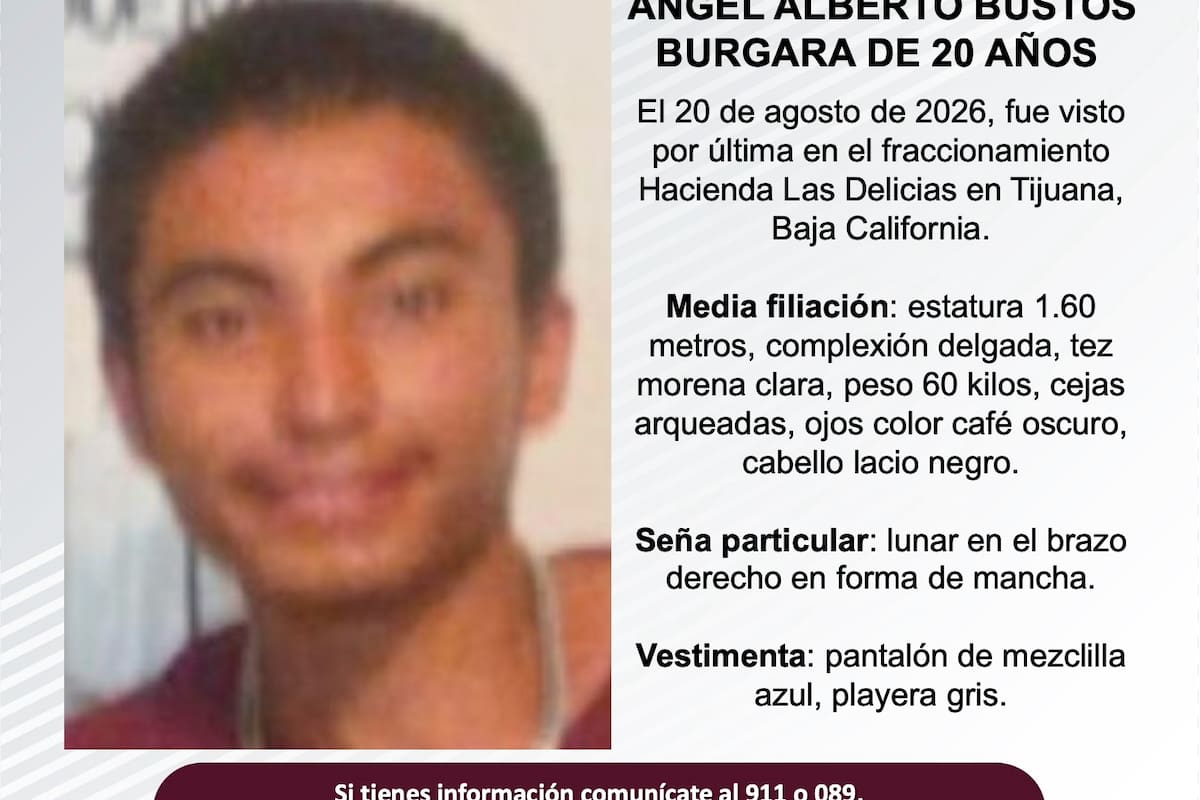 Se busca Ángel Alberto Bustos Burgara de 20 años