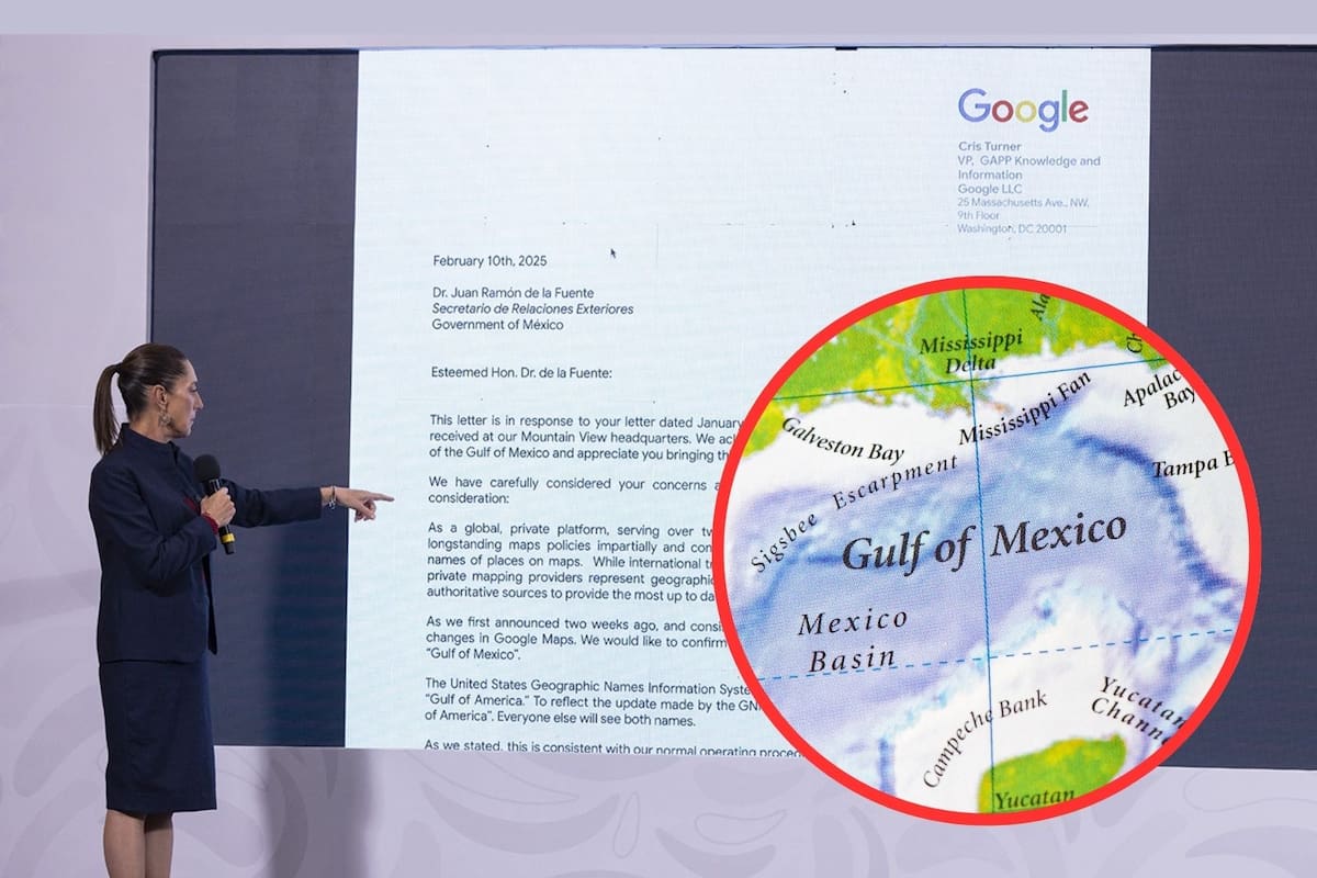 Claudia Sheinbaum muestra la respuesta de Google por el cambio de nombre al Golfo de México; advierte sobre llevar el caso a tribunales