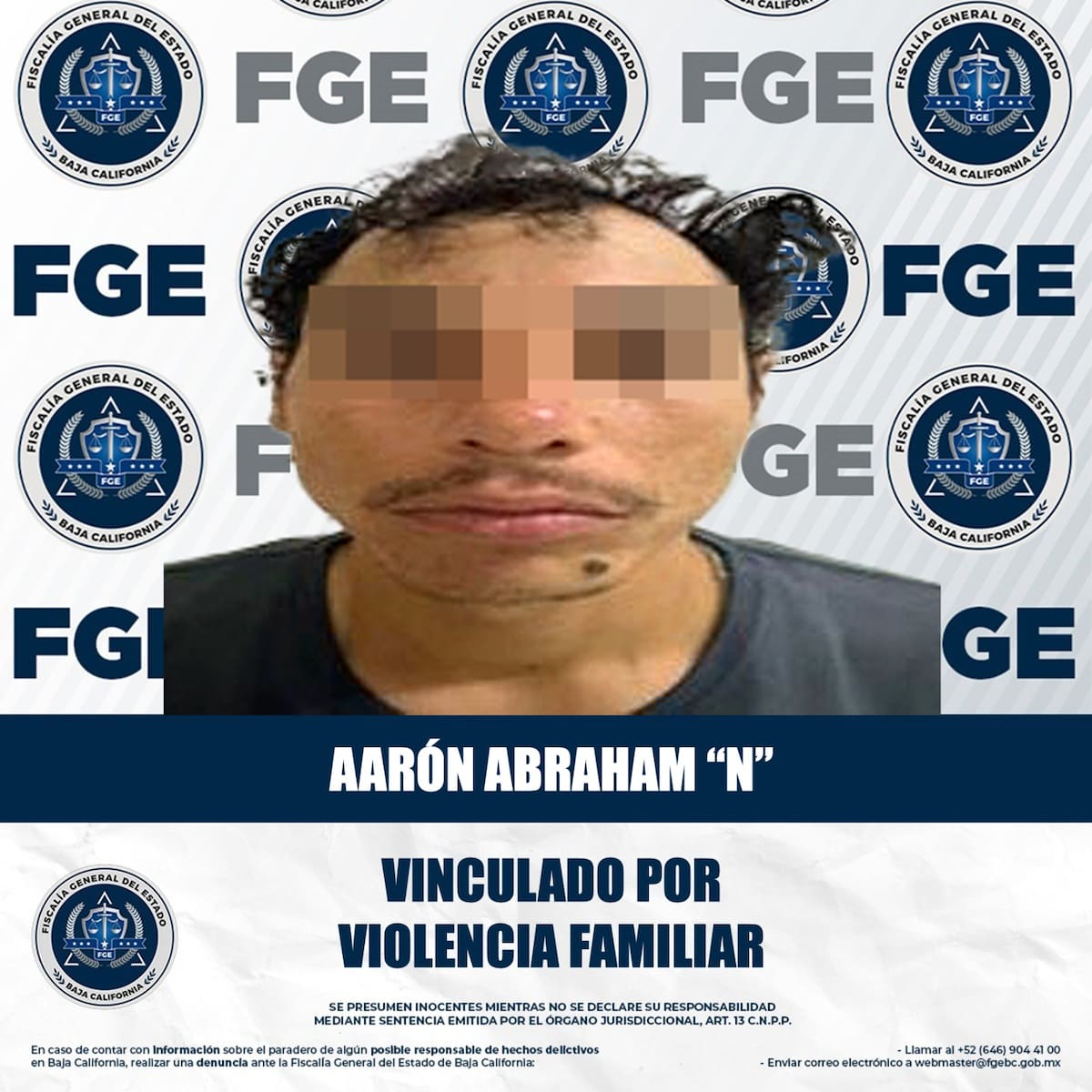 Aarón Abraham “N” fue vinculado a proceso y quedó en prisión preventiva justificada por su probable participación en un caso de violencia familiar en Mexicali. Foto: Cortesía