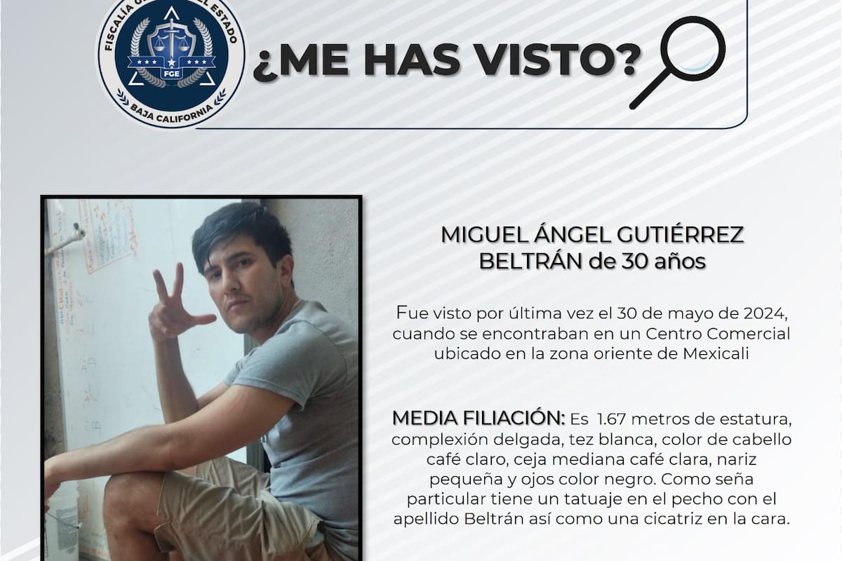 Piden ayuda para encontrar a Miguel Ángel Gutiérrez Beltrán