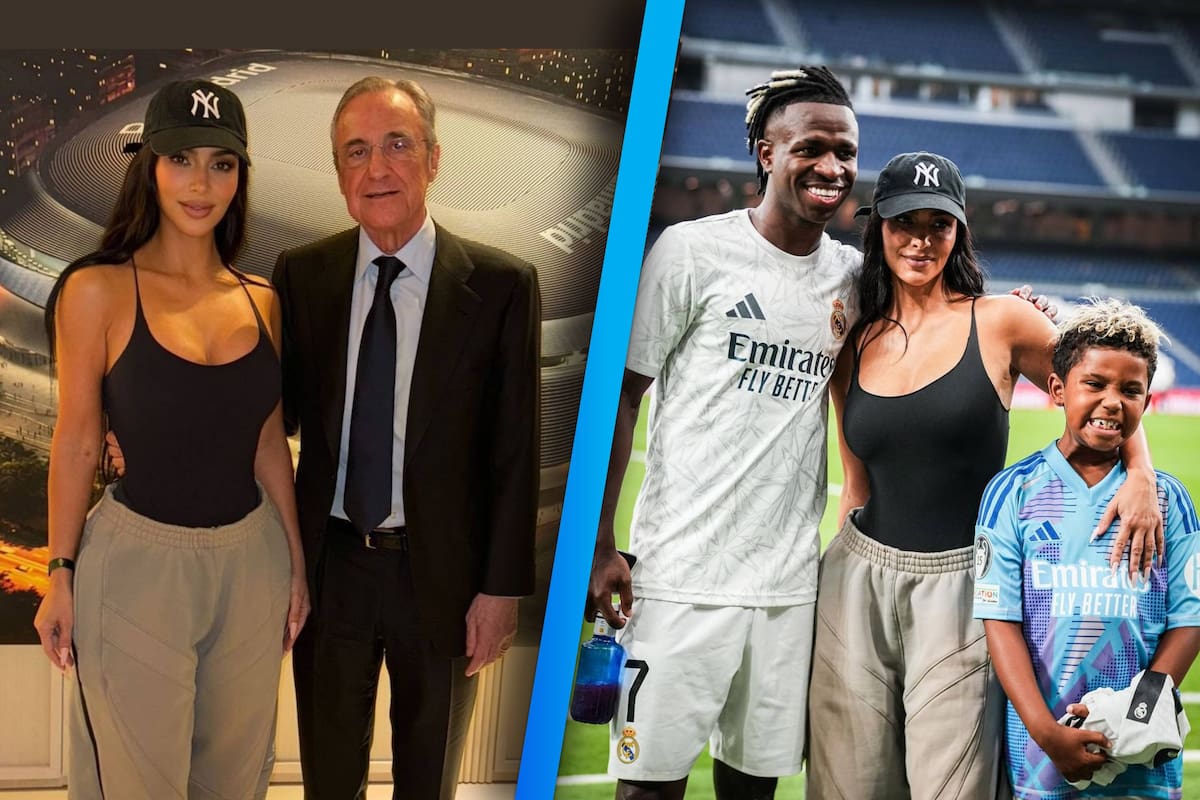 Kim Kardashian enciende el Bernabéu: su hijo pisa el césped con Vinicius Jr.