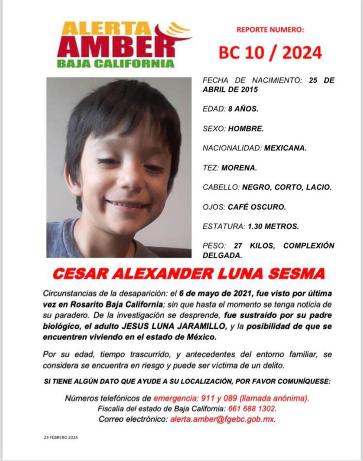 Alerta Amber de César Alexander Luna Sesma.