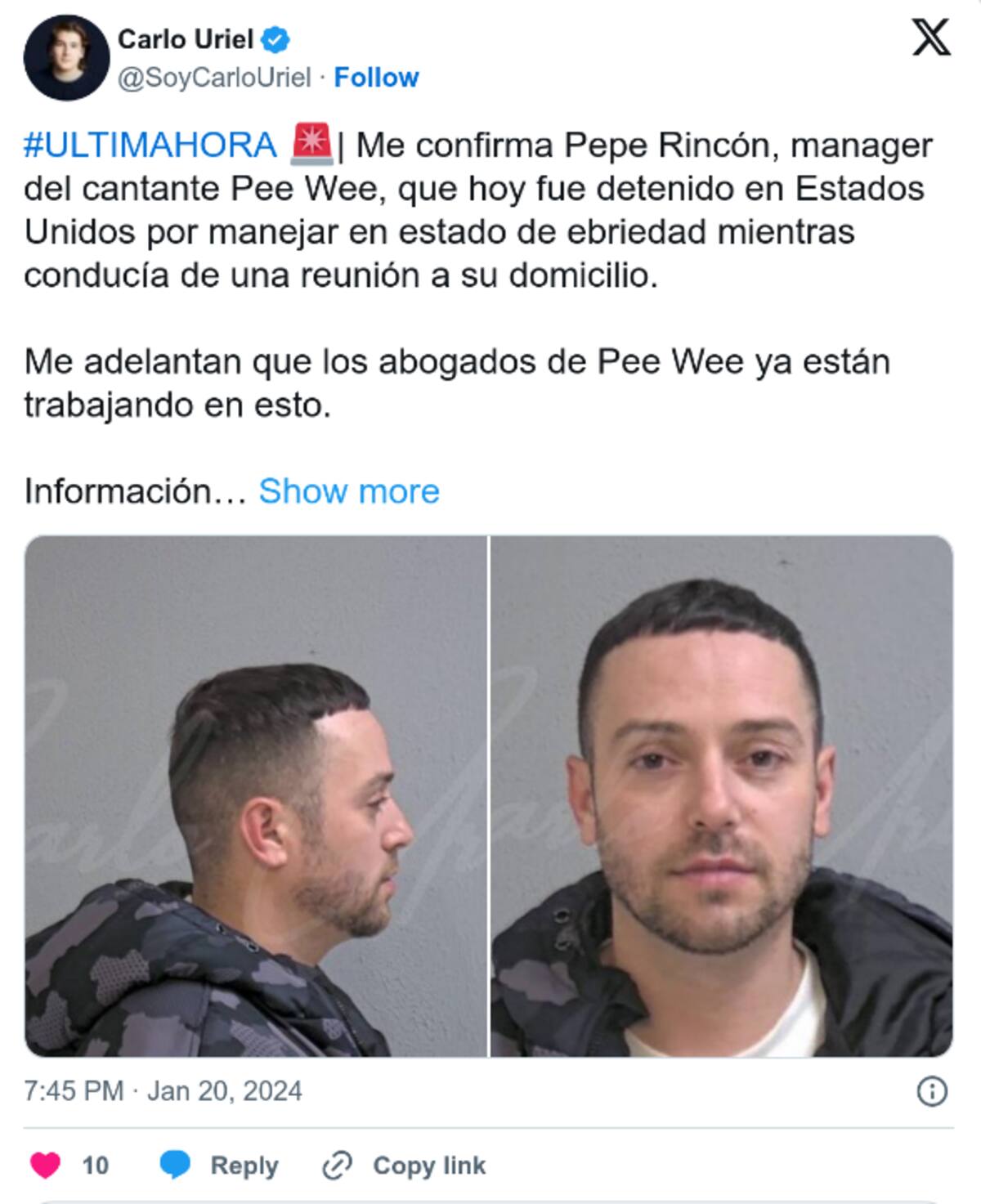 Tweet de Carlo Uriel.