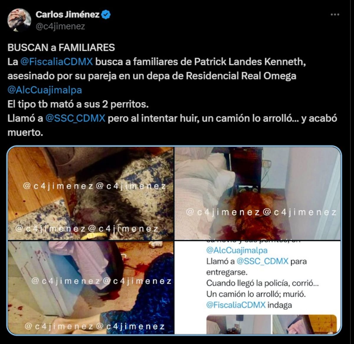 Post del periodista C4 Jiménez. Foto: Captura de X
