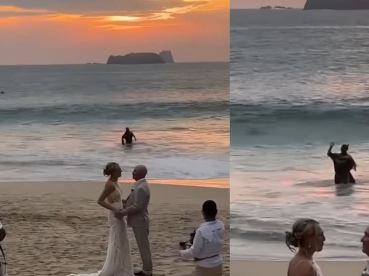 “Una vez más, México superando a la IA”: Boda se vuelve viral por captar a Batman saliendo del mar justo cuando se daba la unión de los novios