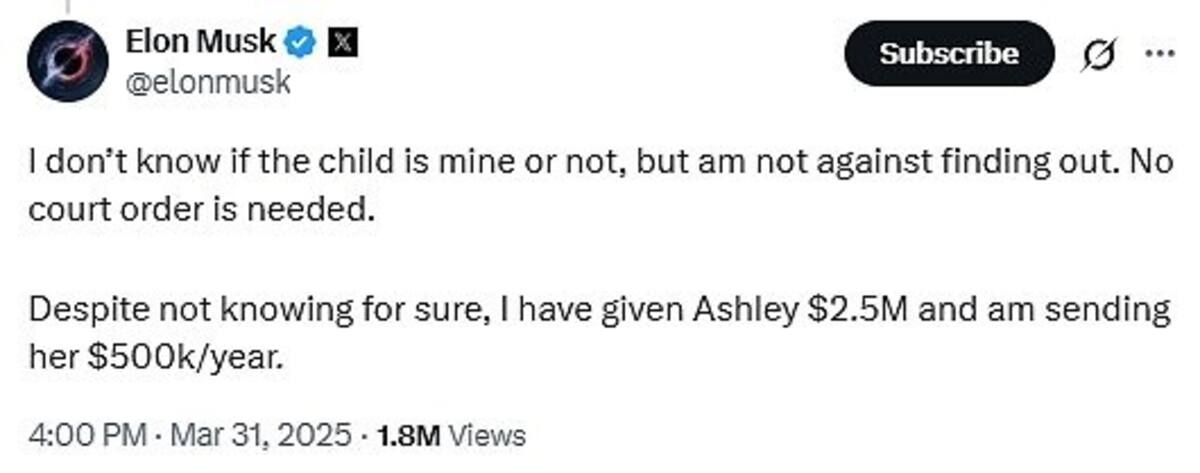 Respuesta de Elon Musk a acusaciones de Ashley St. Clair (Captura de pantalla de X)