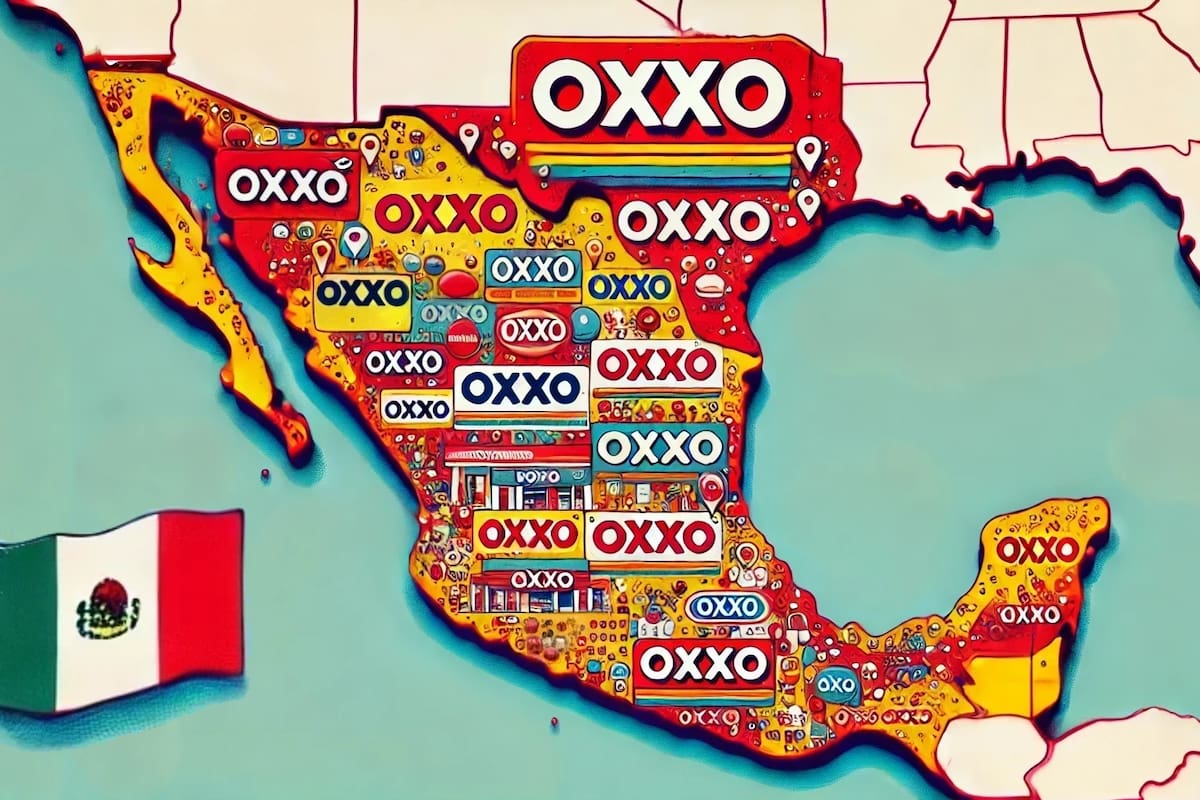 Así se vería el mapa de México si se dibujara sólo con OXXOs