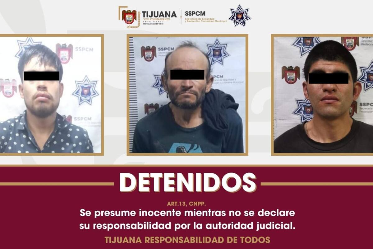 Policiaca Tijuana: Capturan a tres personas por delitos contra la salud