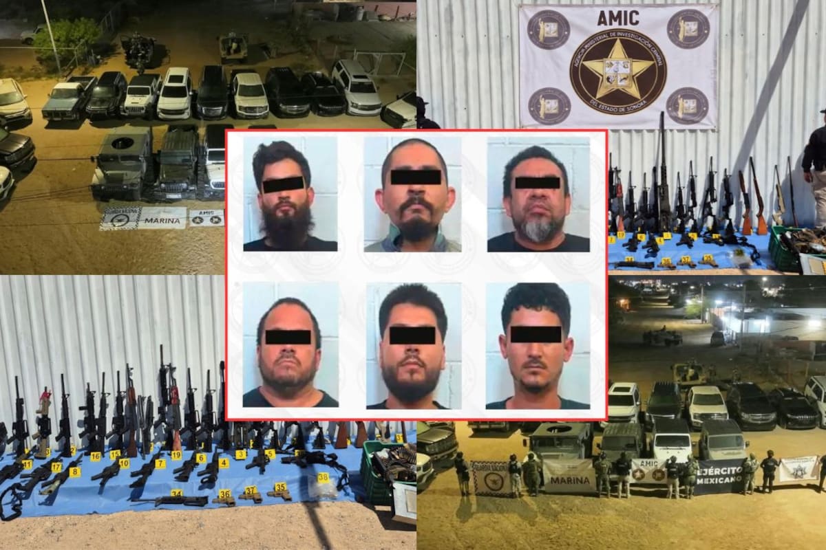 Caso Puerto Peñasco avanza con siete imputados por desaparición, tentativa de homicidio y asociación delictuosa tras los 8 cateos donde se aseguraron 37 vehículos y más de 40 fusiles