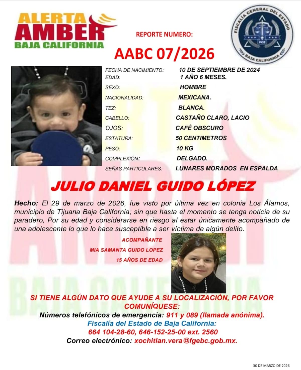 Fue visto por última vez el 29 de marzo.