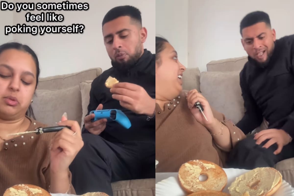 Mujer le juega una broma a su pareja con un cuchillo falso y lo hace creer que lo apuñaló