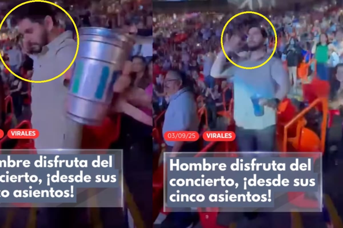 Hombre compra más de 5 asientos para bailar solo por el pasillo y disfrutar del concierto
